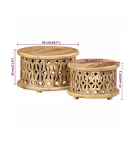 2 Piece Coffee Table Set Solid Wood Mango