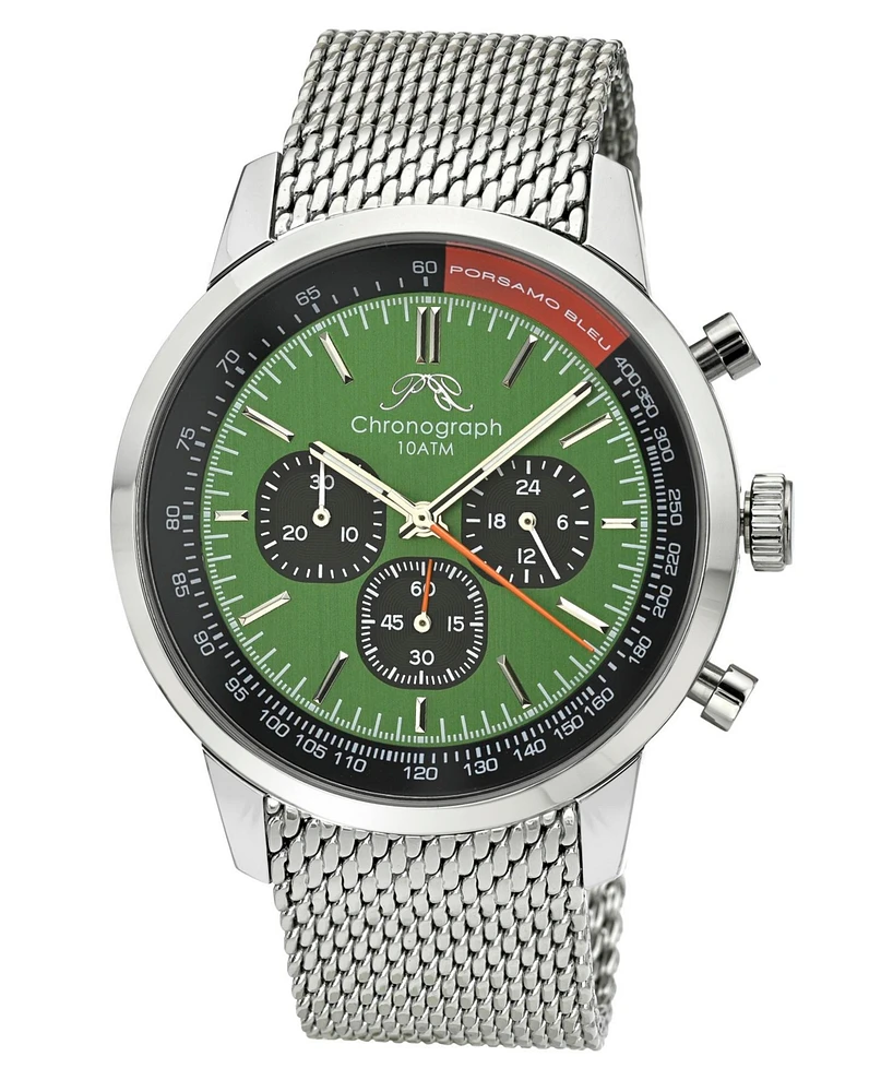 Simon Stainless Steel Chronograph Silver Tone & Black and Green Men's Watch 1322CSIS