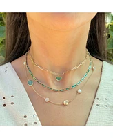 The Lovery Malachite Bar Necklace 14K Gold 16 inches