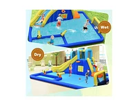 6-in-1 Inflatable Water Slide Park with Blower Fun Outdoor Playset for Kids