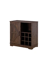 Farmhouse Wine Bar Cabinet with Wine Rack and Bar Door