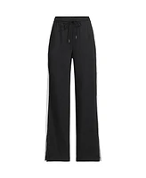 Lands' End Petite Sport Knit High Rise Relaxed Straight Leg Side Stripe Pants