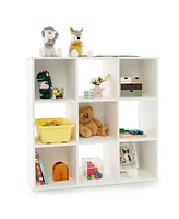 Wooden Kids Bookcase with Storage Cubbies and Anti-toppling Devices