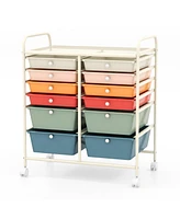 12 Drawers Rolling Cart Storage Scrapbook Paper Organizer Bins-Deep