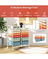 12 Drawers Rolling Cart Storage Scrapbook Paper Organizer Bins-Deep