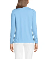 Lands' End Women's Petite Relaxed Supima Cotton Long Sleeve V-Neck T-Shirt