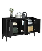 4-Door Sideboard Cabinet with Adjustable Shelf, Black