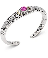 Devata Topaz & Bali Filigree Cuff Bracelet in Sterling Silver and 18K Gold Accents