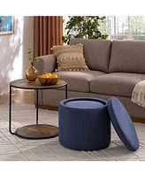 Multi-Functional Ottoman with Drum Stool and Storage in Dark Blue