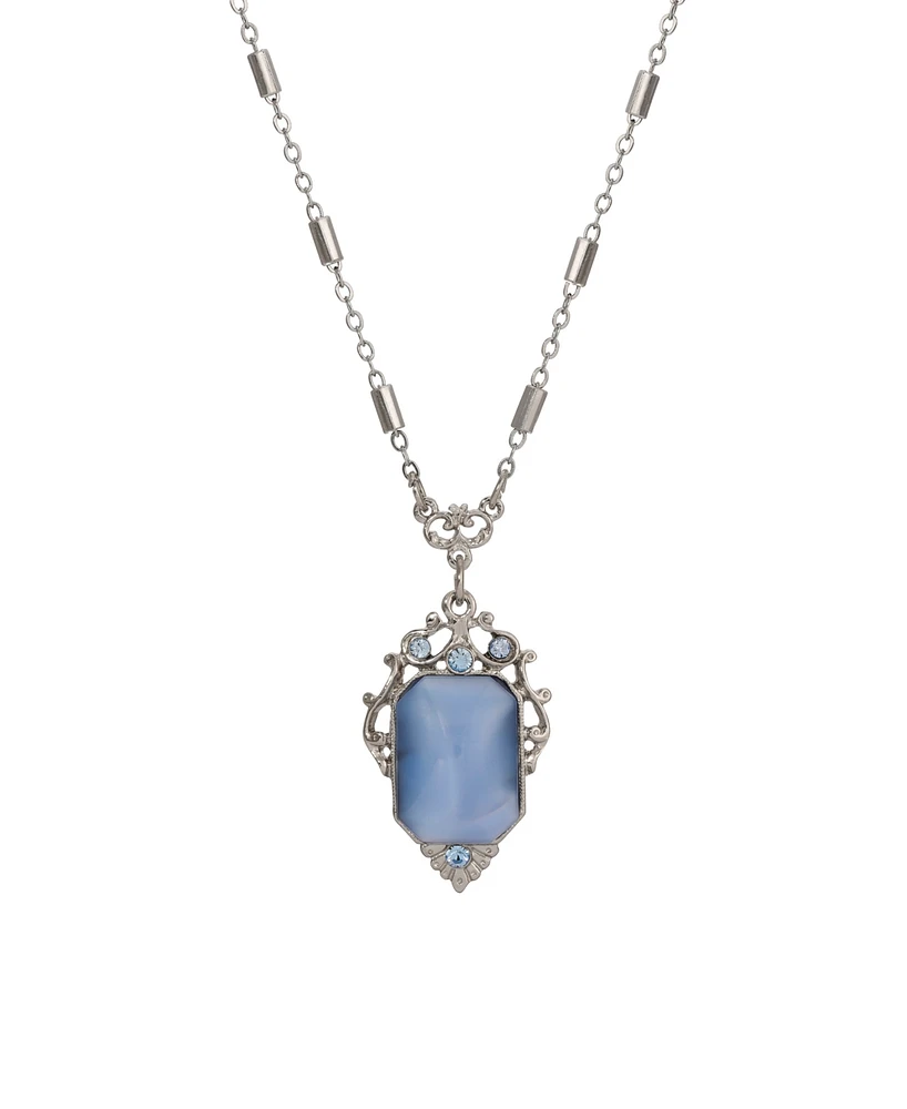 2028 Blue Moonstone Crystal Pendant Necklace