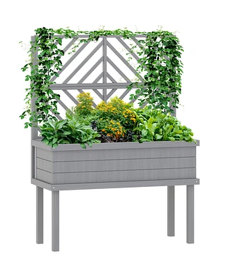 Outsunny Raised Garden Bed with Trellis for Climbing Plants