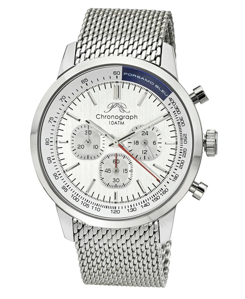 Simon Stainless Steel Chronograph Silver Tone & White Men's Watch 1321ASIS