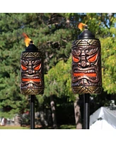 Tiki Face 3-in-1 Patio Torch - 24- to 66-Inch Adjustable Height - Set of 4