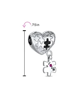 Bling Jewelry Autism Awareness Heart Puzzle Piece Charm Bead for European Bracelets