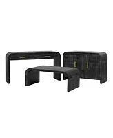 Unique Retro Silhouette Sectional Three-Piece Set Containing Sideboard, Console Table and Coffee Table, Suitable for Dining Room, Living Room Entr