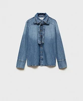 Mango Women's Denim Bow Shirt