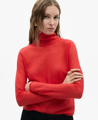 Mango Women's Semi-Transparent Turtleneck Sweater