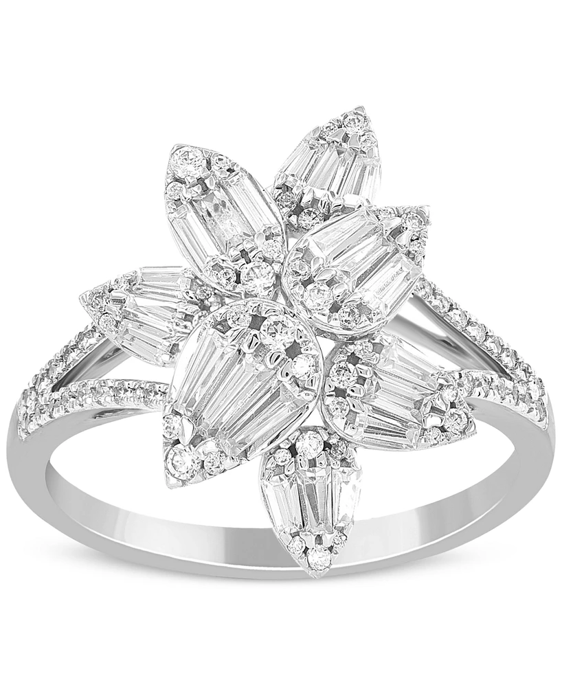 Diamond Flower Statement Ring (1 ct. t.w.) in 14k White Gold