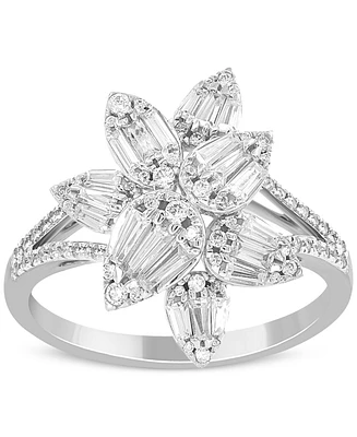 Diamond Flower Statement Ring (1 ct. t.w.) in 14k White Gold