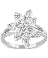 Diamond Flower Statement Ring (1 ct. t.w.) in 14k White Gold