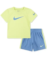 Nike Baby Short-Sleeve Swoosh T-Shirt & Shorts, 2 Piece Set