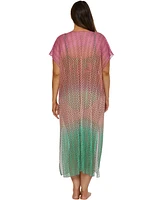 Becca Etc Plus Sunset Ombre Maxi Crochet Tunic Cover-Up