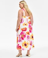I.n.c. International Concepts Plus Printed Cross-Neck Halter Maxi Dress, Exclusively at Macy's
