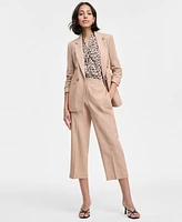 Bar Iii Women's Ruched-Sleeve Open-Front Linen Blazer