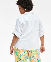 I.n.c. International Concepts Plus Linen-Blend Twist-Hem Shirt, Exclusively at Macy's