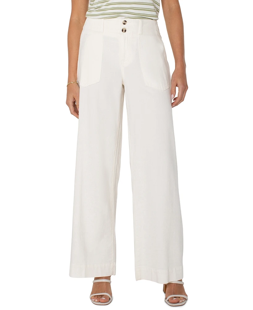 Liverpool Los Angeles Petite Hannah Utility-Detail Flare-Leg Pants