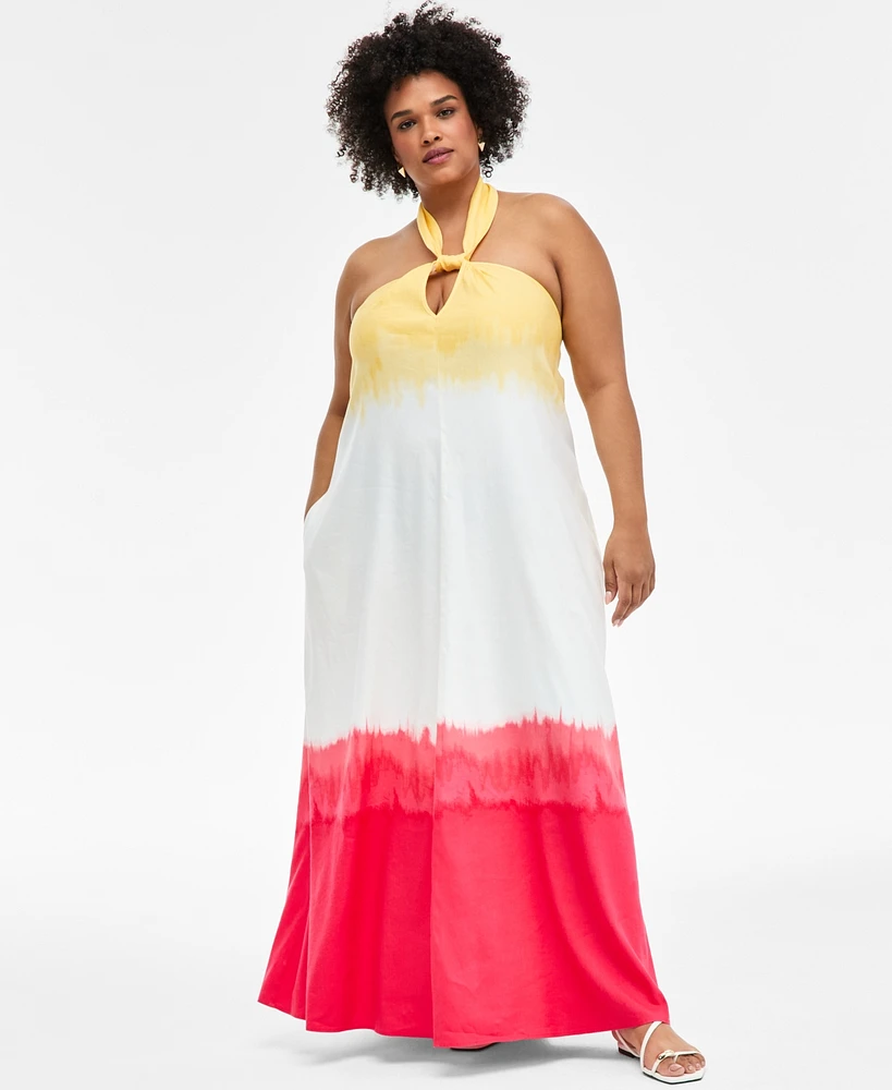 I.n.c. International Concepts Plus Sleeveless Halter Maxi Dress, Exclusively at Macy's