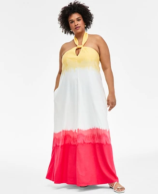 I.n.c. International Concepts Plus Sleeveless Halter Maxi Dress, Exclusively at Macy's