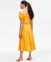 I.n.c. International Concepts Women's Cotton Cold-Shoulder Midi Dress, Exclusively at Macy's