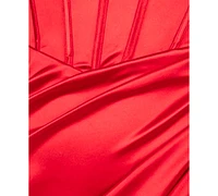 B Darlin Juniors' Satin Bustier Tulip-Skirt Midi Dress