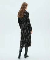 Mango Women's Knot Detail Polka Dot Shirt Dress