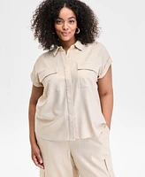 I.n.c. International Concepts Plus Hidden-Placket Pocket Shirt, Exclusively at Macy's