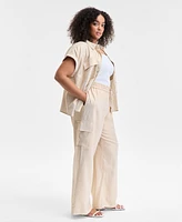 I.n.c. International Concepts Plus Drawstring-Waist Wide-Leg Cargo Pants, Exclusively at Macy's