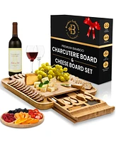 Charcuterie Boards Gift Set - Bamboo Cheese Board Large - House Warming Gifts New Home - Wedding Gifts for Couple, Birthday Gifts for Women