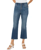 Liverpool Los Angeles Petite Gia Crop Flare Button Fly Jeans