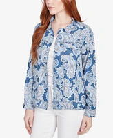 Ruby Rd. Petite Baroque Paisley Soft Button Long Sleeve Jacket