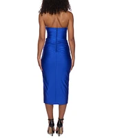 Alex & Sophia Women's Strapless Corset Shiny-Knit Midi Dress