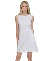 Dkny Women's Side-Pleated Button-Trim Sleeveless Dress