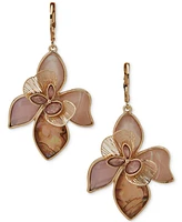 lonna & lilly Gold-Tone Mixed Stone Flower Drop Earrings