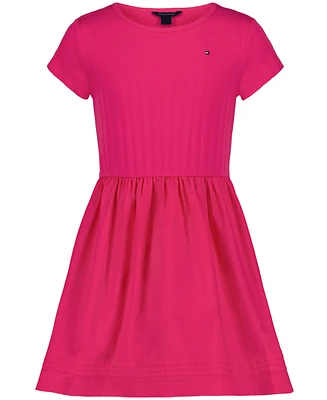 Tommy Hilfiger Big Girls Knit-to-Woven Short-Sleeve Dress