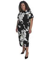 Dkny Plus Side-Twist Short-Sleeve Midi Dress