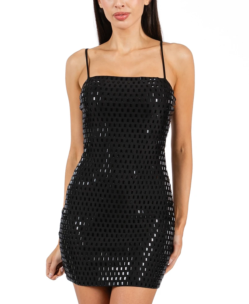 Alex & Sophia Juniors' Rhinestone Bodycon Dress