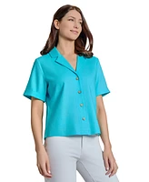 Jones New York Women's Notch-Collar Short-Sleeve Shirt