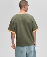 Mode of One Men's Relaxed Fit Short Sleeve Waffle-Knit Logo T-Shirt