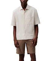 Calvin Klein Men's Relaxed Fit Short Sleeve Seersucker Striped Button-Front Shirt