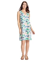 Jones New York Women's Palm-Print Linen-Blend Trapeze Mini Dress